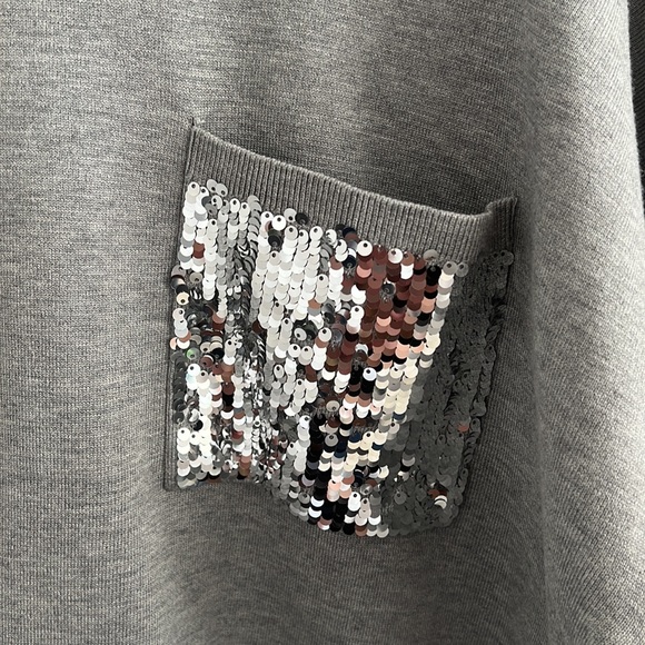 NWT DKNY Sequin Pocket Grey Turtleneck Sweater, Size XL - Picture 3 of 8